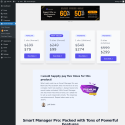 Page screenshot: Smart Manager →  🔥  Go Pro