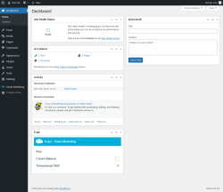 Page screenshot: Dashboard &lsaquo; Test site &mdash; WordPress