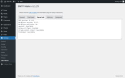 Page screenshot: Settings → SMTP Mailer → Server Info