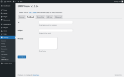 Page screenshot: Settings &rarr; SMTP Mailer &rarr; Test Email