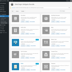 Page screenshot: Plugins  → SiteOrigin Widgets