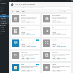 Page screenshot: Plugins  &rarr; SiteOrigin Widgets