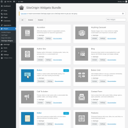 Page screenshot: Plugins  &rarr; SiteOrigin Widgets