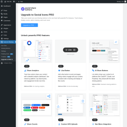 Page screenshot: Icons & Sharing &rarr; Upgrade to PRO ★
