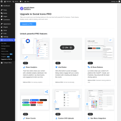Page screenshot: Icons & Sharing &rarr; Upgrade to PRO ★