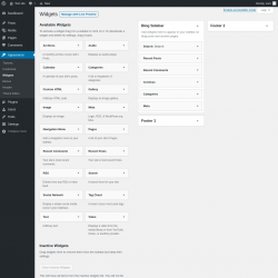 Page screenshot: Widgets &lsaquo; Test site &mdash; WordPress