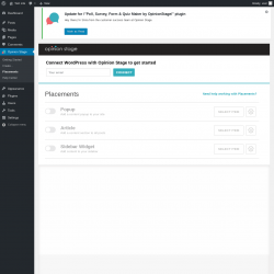 Page screenshot: Opinion Stage → Placements