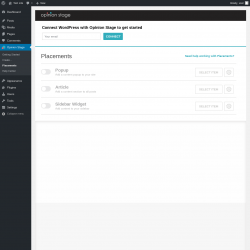 Page screenshot: Opinion Stage → Placements