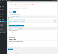 Page screenshot: SIM Com → Settings → Taxonomies