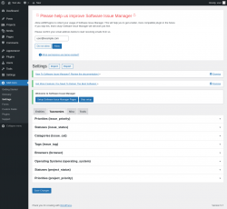 Page screenshot: SIM Com → Settings → Taxonomies