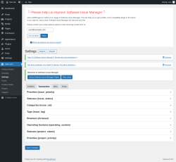 Page screenshot: SIM Com → Settings → Taxonomies