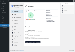 Page screenshot: SpeedyCache