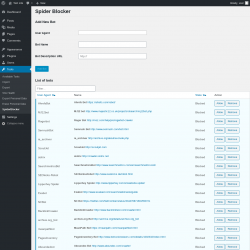 Page screenshot: Tools → SpiderBlocker