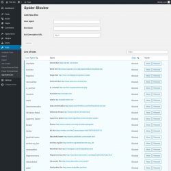 Page screenshot: Tools → SpiderBlocker