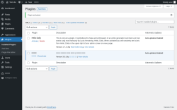 Page screenshot: Plugins &lsaquo; Test site &mdash; WordPress