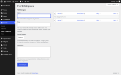 Page screenshot: Events &rarr; Event Categories