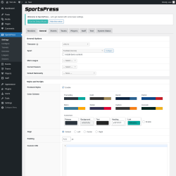 Page screenshot: SportsPress → General