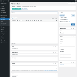 Page screenshot: Teams → Add New Team