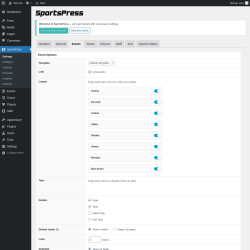 Page screenshot: SportsPress → Events