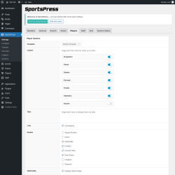 Page screenshot: SportsPress → Players