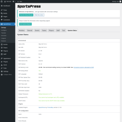 Page screenshot: SportsPress → System Status