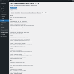 Page screenshot: Tools → Codestar Framework → Release Notes
