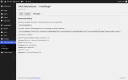 Page screenshot: SRA Nieuwsbank &rarr; Instellingen &rarr; Shortcodes