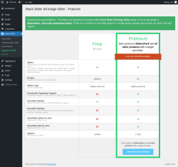 Page screenshot: Stack slider → Upgrade to PRO