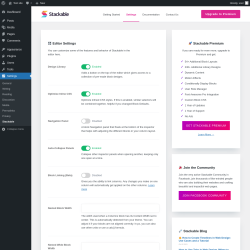 Page screenshot: Settings &rarr; Stackable 