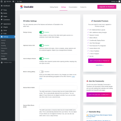 Page screenshot: Settings &rarr; Stackable 