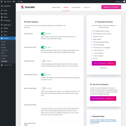 Page screenshot: Settings &rarr; Stackable 
