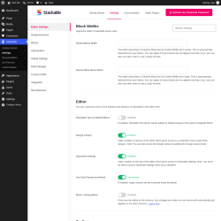 Page screenshot: Stackable  &rarr; Settings 