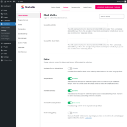 Page screenshot: Stackable  &rarr; Settings 