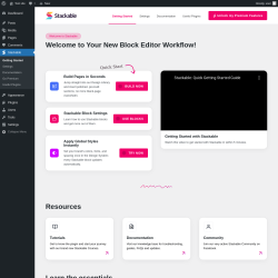 Page screenshot: Getting Started &lsaquo; Test site &mdash; WordPress