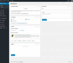Page screenshot: Dashboard ‹ Test site — WordPress