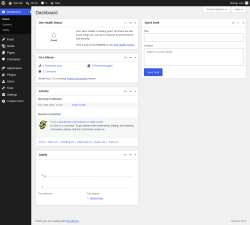 Page screenshot: Dashboard &lsaquo; Test site &mdash; WordPress
