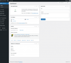 Page screenshot: Dashboard &lsaquo; Test site &mdash; WordPress