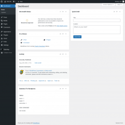 Page screenshot: Dashboard &lsaquo; Test site &mdash; WordPress