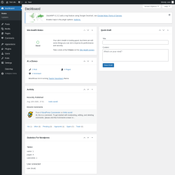 Page screenshot: Dashboard &lsaquo; Test site &mdash; WordPress