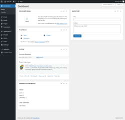 Page screenshot: Dashboard &lsaquo; Test site &mdash; WordPress