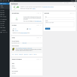 Page screenshot: Dashboard &lsaquo; Test site &mdash; WordPress