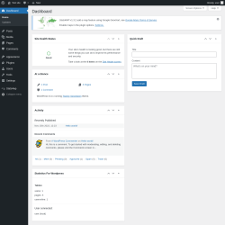 Page screenshot: Dashboard &lsaquo; Test site &mdash; WordPress