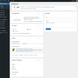 Page screenshot: Dashboard &lsaquo; Test site &mdash; WordPress