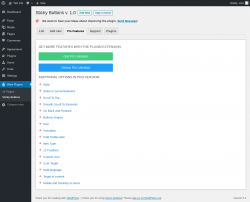 Page screenshot: Wow Plugins &rarr; Sticky Buttons &rarr; Pro Features