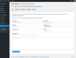 Page screenshot: Wow Plugins &rarr; Sticky Buttons &rarr; Support