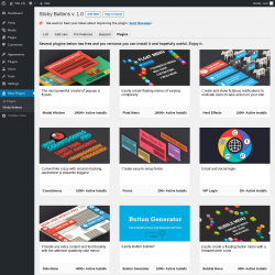 Page screenshot: Wow Plugins &rarr; Sticky Buttons &rarr; Plugins
