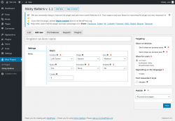 Page screenshot: Wow Plugins &rarr; Sticky Buttons &rarr; Add new