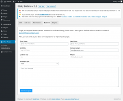 Page screenshot: Wow Plugins &rarr; Sticky Buttons &rarr; Support