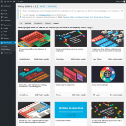 Page screenshot: Wow Plugins &rarr; Sticky Buttons &rarr; Plugins