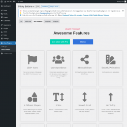 Page screenshot: Wow Plugins &rarr; Sticky Buttons &rarr; Pro Features